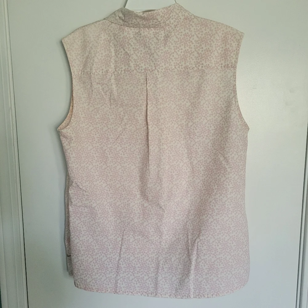 Vintage Womens Nike Golf Tank Top Button Front L Pink Flower Print